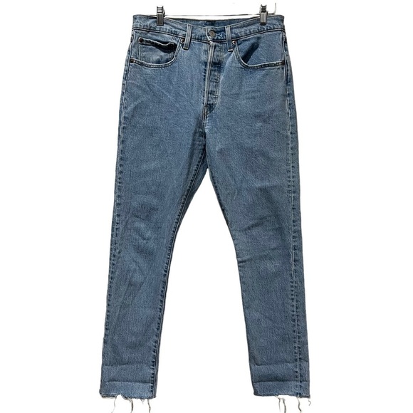 Levi 501 Women’s 30 Light Wash Skinny Filiforme Button Fly Denim Jeans Y - Picture 3 of 10